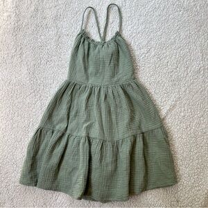 Criss  Cross Open Back Ruffle Hem Cami Dress